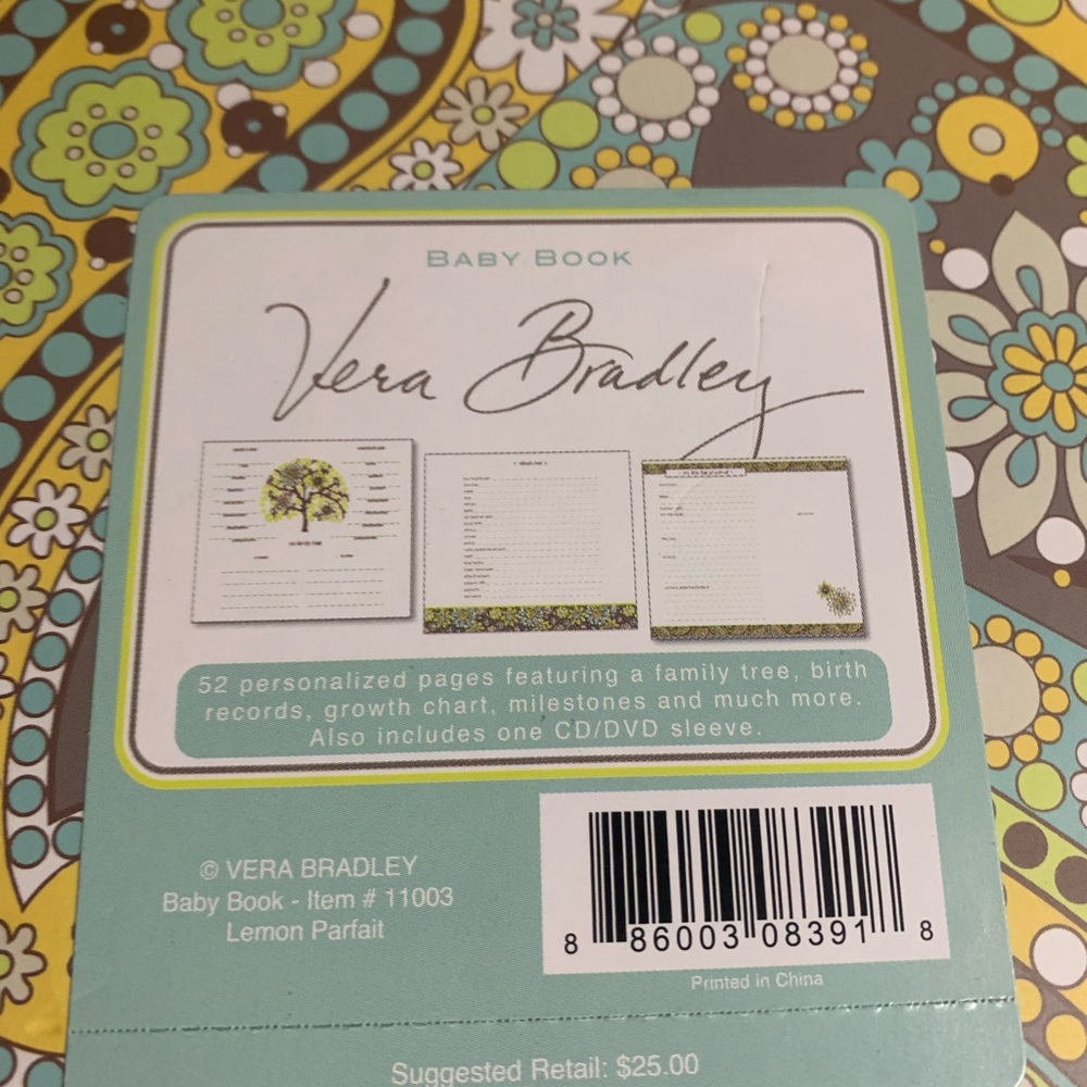 Vera Bradley Lemon Parfait Baby Book LNWOT